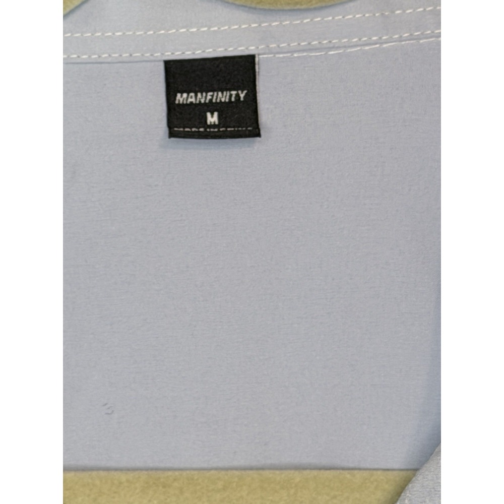 Manfinity Shirt Mens Mens Blue Long Sleeve Button Front Stretch Dress Casual - Picture 3 of 12